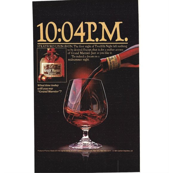 Grand Marnier Liqueur France Brandy Glass 1980s Vintage Print Ad 9 inch - Picture 1 of 4